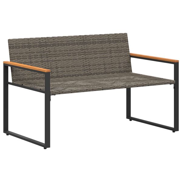 vidaXL ławka z poduszką Szary i granatowy 115 x 65 x 72 cm rattan