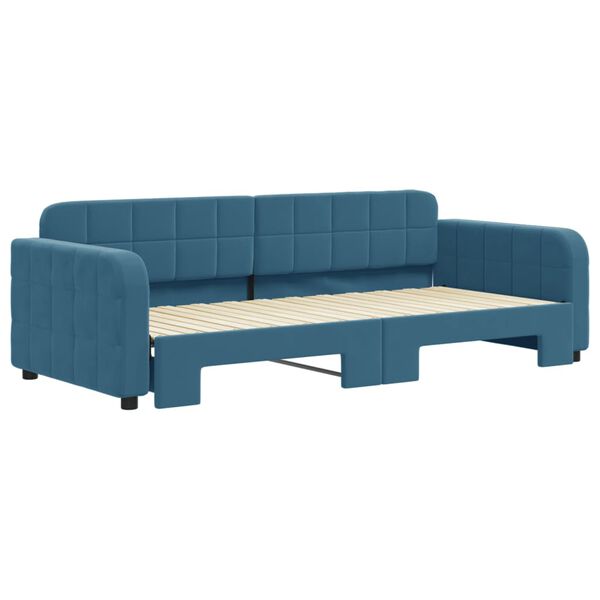 vidaXL Sofa rozsuwana, niebieska, 90x200 cm, aksamit