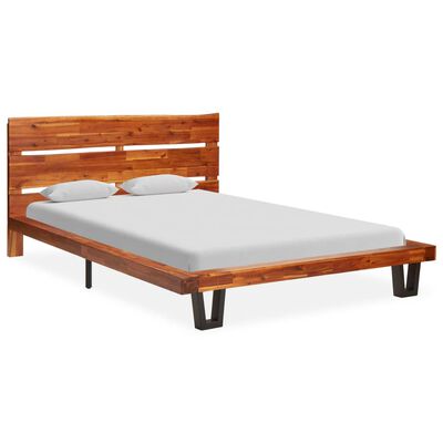 vidaXL Rama łóżka z naturalną krawędzią, lite drewno akacjowe, 120 cm