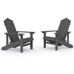 vidaXL Krzesła ogrodowe Adirondack, 2 szt., HDPE, antracytowe