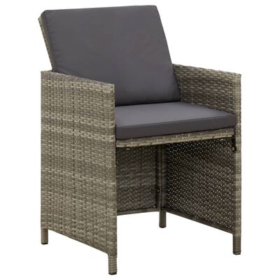 vidaXL Krzesła ogrodowe z poduszkami, 4 szt., polirattan, szare