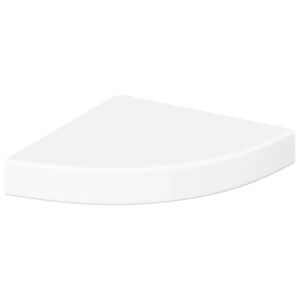 vidaXL P&oacute;łka narożna wisząca, połysk, biała, 25x25x3,8 cm, MDF
