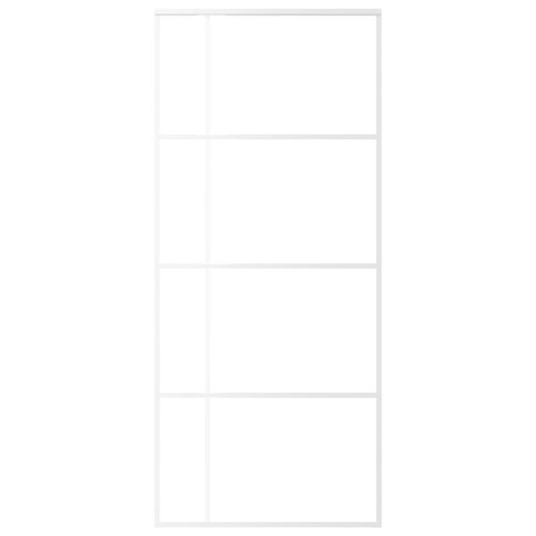 vidaXL Drzwi przesuwne, szkło ESG i aluminium, 90x205 cm, białe