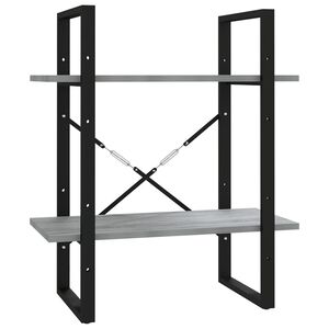 vidaXL Regał na książki z 2 półkami, szary dąb sonoma, 60x30x70 cm