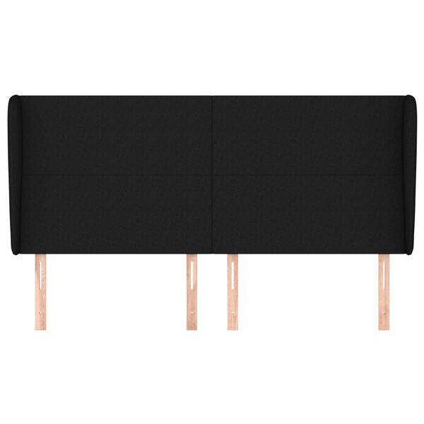 vidaXL Zagł&oacute;wek uszak, czarny, 203x23x118/128 cm, tkanina