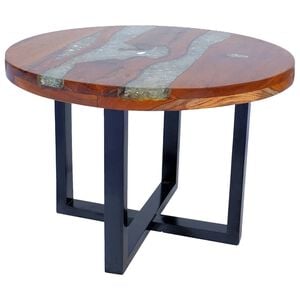vidaXL Stolik kawowy z drewna tekowego i żywicy, okrągły, 60 cm