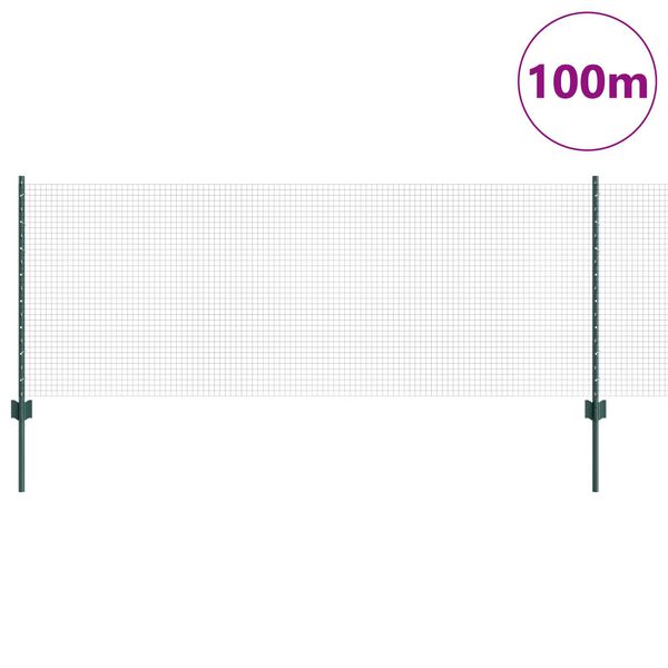 vidaXL Ogrodzenie z słupkiem Zielony 0,8 x 100 m Stal i PVC