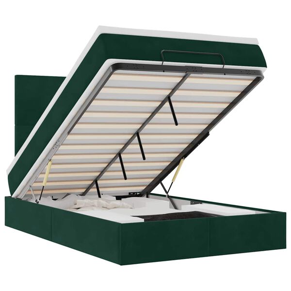 vidaXL Rama ł&oacute;żka otomana z materacami, zielona, 120x190 cm, aksamit