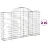 vidaXL Kosze gabionowe, 10 szt, 200x30x120/140cm, galwanizowane żelazo