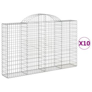 vidaXL Kosze gabionowe, 10 szt, 200x30x120/140cm, galwanizowane żelazo
