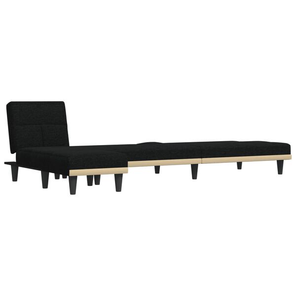 vidaXL Sofa rozkładana w kształcie L, czarna, 255x140x70 cm, tkanina