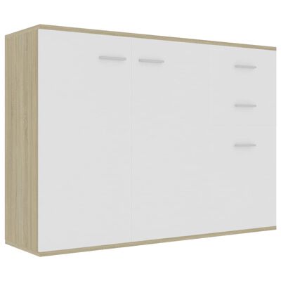 vidaXL Komoda, biel i dąb sonoma, 105 x 30 x 75 cm, płyta wiórowa