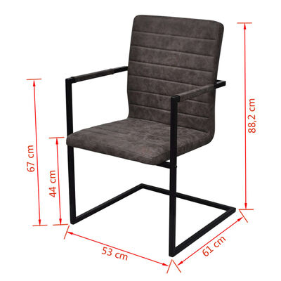vidaXL Krzesła stołowe, wspornikowe, 4 szt., brązowe, sztuczna skóra