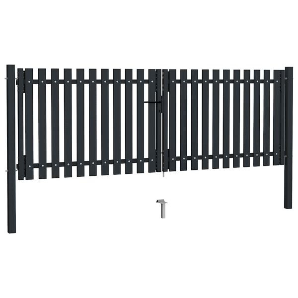 vidaXL Brama ogrodzeniowa Double Door Fence Fur Steel 300x75 cm Antracyt