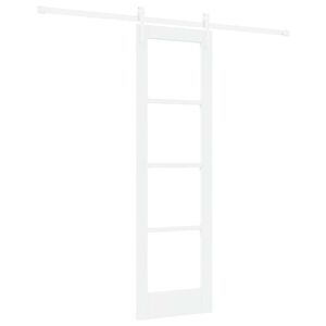 vidaXL Drzwi przesuwne 61 x 198,5 cm Lite drewno sosnowe i szkło Biały