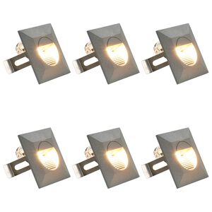 vidaXL Lampy ścienne zewnętrzne LED, 6 szt., 2 W, srebrne, kwadratowe