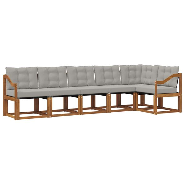 vidaXL Zestaw sof na zewnątrz z poduszką 6 pcs Naturalny i Jasny Szary