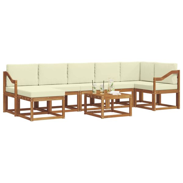 vidaXL Zestaw sof na zewnątrz z poduszką 8 pcs Naturalny i Kremowy