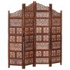 vidaXL Parawan 4-panelowy, rzeźbiony, brąz, 160x165 cm, drewno mango