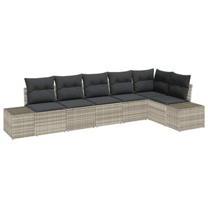 vidaXL Zestaw Sof na Ogr&oacute;d 6 pcs Jasnoszary polirattan