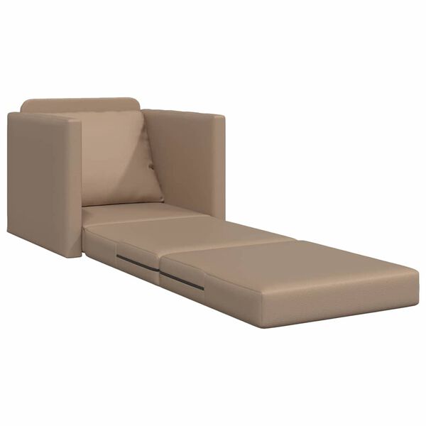 vidaXL Sofa podłogowa 2-w-1, cappuccino, 112x174x55 cm, sztuczna skóra