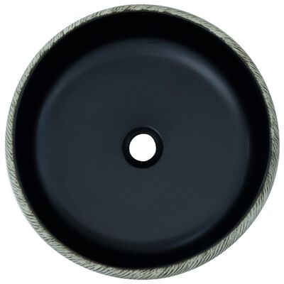 vidaXL Umywalka nablatowa, czarno-szara, okrągła, Φ41x14 cm