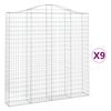 vidaXL Kosze gabionowe, 9 szt, 200x30x200/220 cm, galwanizowane żelazo