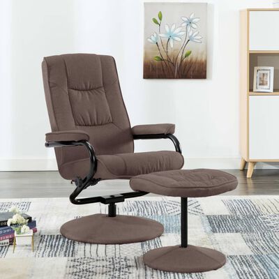 vidaXL Rozkładany fotel z podnóżkiem, brązowy, tkanina
