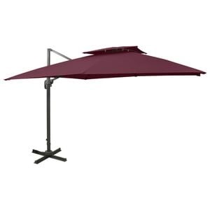 vidaXL Parasol wiszący z podw&oacute;jną czaszą, 300x300 cm, bordowy