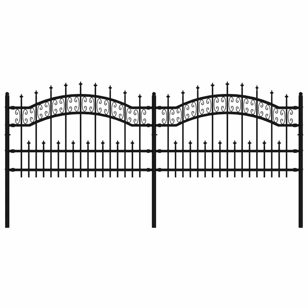 vidaXL Ogrodzenie ogrodowe z wł&oacute;cznią, czarne, 240x75 cm, stal malowana proszkowo