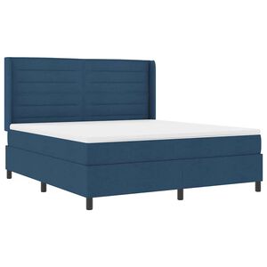 vidaXL Ł&oacute;żko z sprężyną LED z materacem Niebieski 180 x 200 cm tkanina
