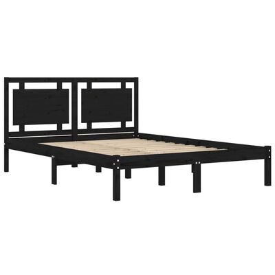 vidaXL Rama łóżka, czarna, lite drewno, 120x200 cm