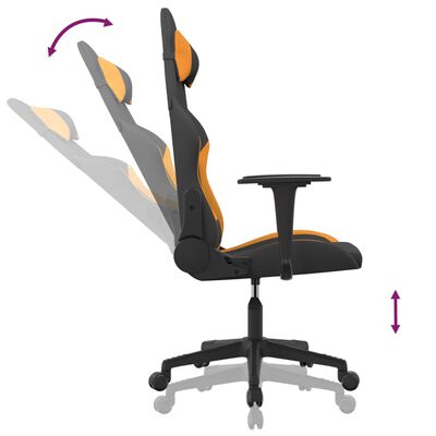 vidaXL Fotel gamingowy, z masażem, czarno-pomarańczowy, tkanina