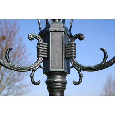 vidaXL Stojąca lampa ogrodowa 3-ramienna, 230 cm, ciemnozielona/czarna