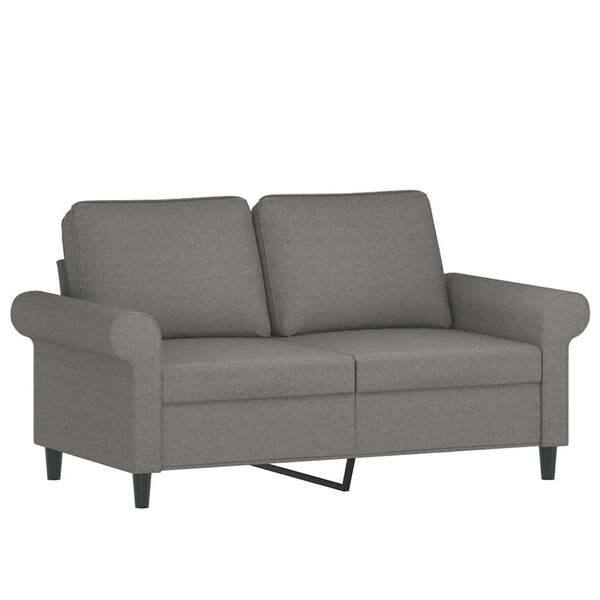 vidaXL 2-osobowa sofa z poduszkami, ciemnoszara, 120 cm, tkanina