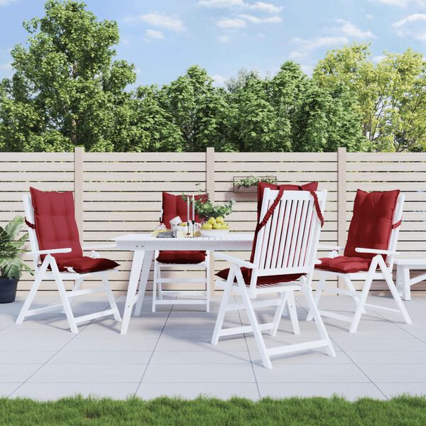 vidaXL Poduszki na krzesła z wysokim oparciem, 4 szt., winna czerwień