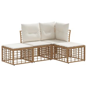vidaXL Zestaw sof na zewnątrz z poduszką 4 pcs naturalny Poliester