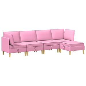 vidaXL Modularny Zestaw Sofy z Przechowalnią 5 szt. r&oacute;żowy tkanina