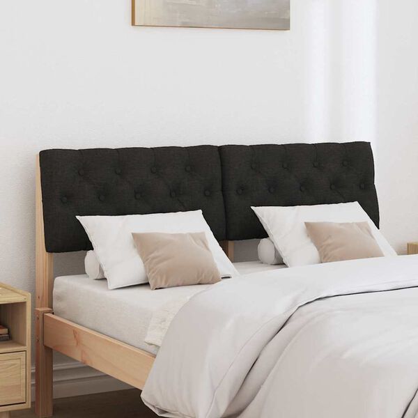 vidaXL Tapicerowane wezgłowie Czarny 120 cm Lite drewno sosnowe