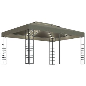 vidaXL Altana ze sznurem lampek LED, 3x4 m, kolor taupe