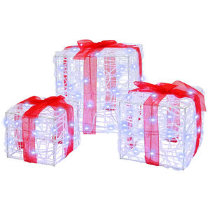 vidaXL Pudełko Prezentowe 3 szt. Zimna biel 20 x 20 x 20 cm Akryl