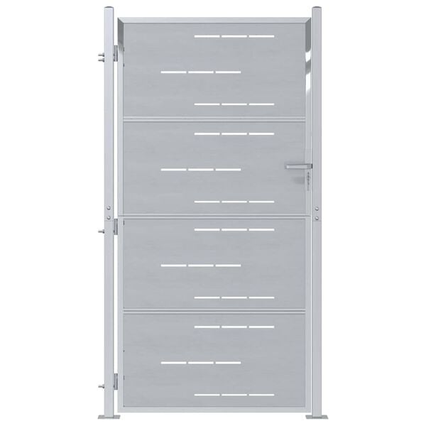 vidaXL Brama ogrodowa Z blokadą Srebrny 96 x 180 cm Stal nierdzewna