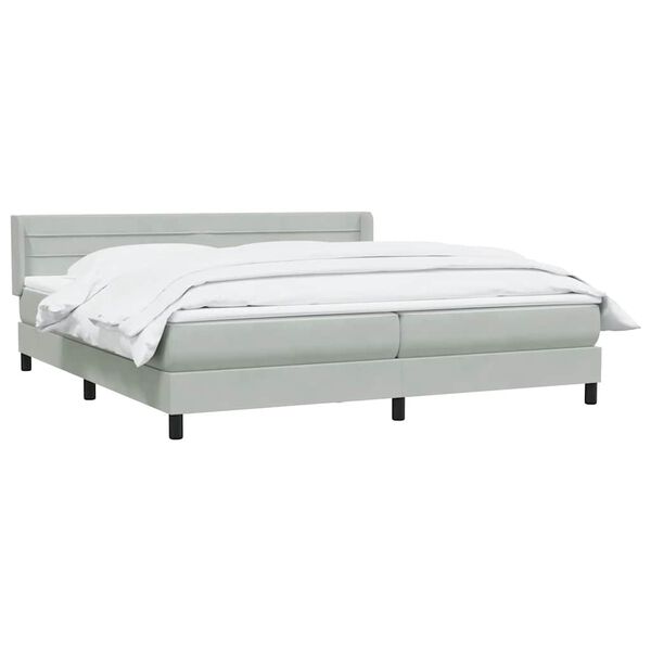 vidaXL Ł&oacute;żko typu Box Spring z materacem Jasnoszary 180x220 cm Aksamit