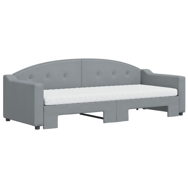 vidaXL Sofa rozsuwana z materacami, jasnoszara, 80x200 cm, tkanina