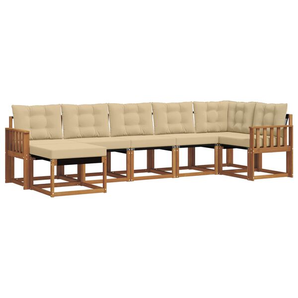 vidaXL Zestaw sof na zewnątrz z poduszką 7 pcs Naturalny i Beżowy