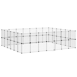 vidaXL Klatka dla zwierząt z bramką, 52 panele, czarna, 35x35 cm, stal