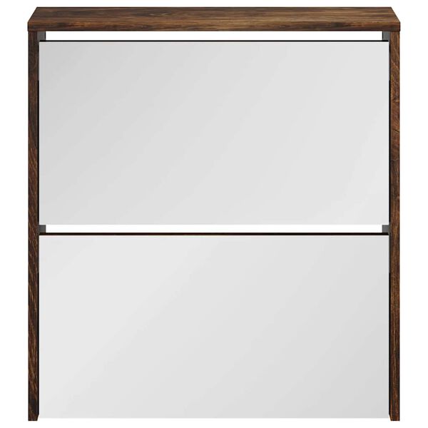 vidaXL Szafka na buty, lustro i szuflady, przydymiony dąb, 63x17x67 cm