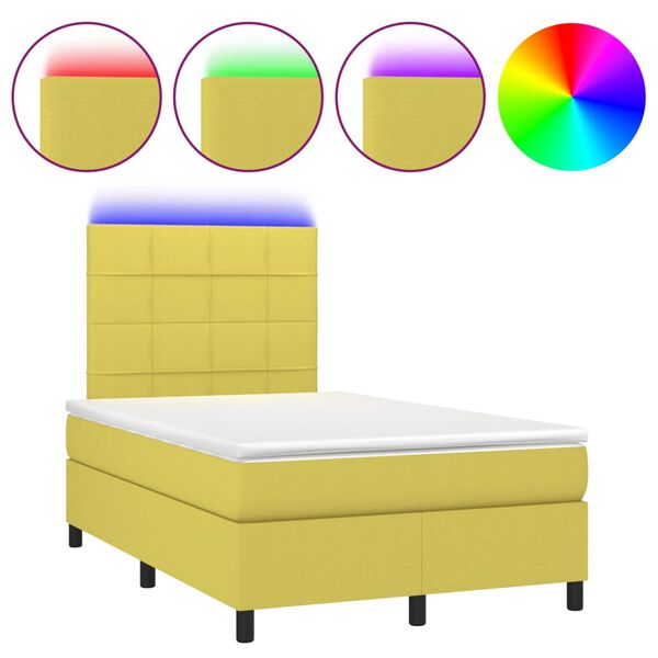 vidaXL Ł&oacute;żko kontynentalne z materacem, zielone, 120x200 cm, tkanina