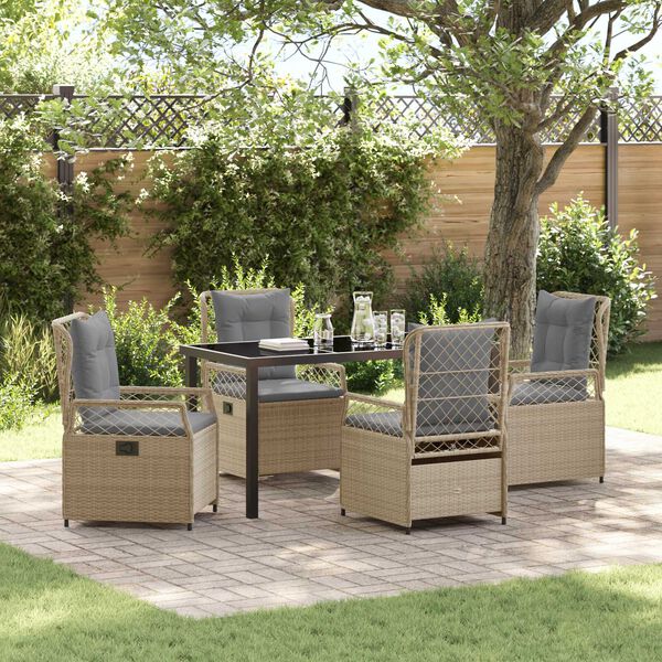 vidaXL Zestaw do jadalni w ogrodzie 5 pcs Beżowy i jasnoszary