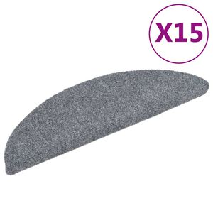 vidaXL Maty na schody samoprzylepne 15 szt. 56x17x3 cm Jasnoszary p&oacute;łokrągły